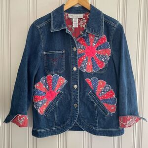 Sag Harbor Denim Jacket with Red and Blue Accents